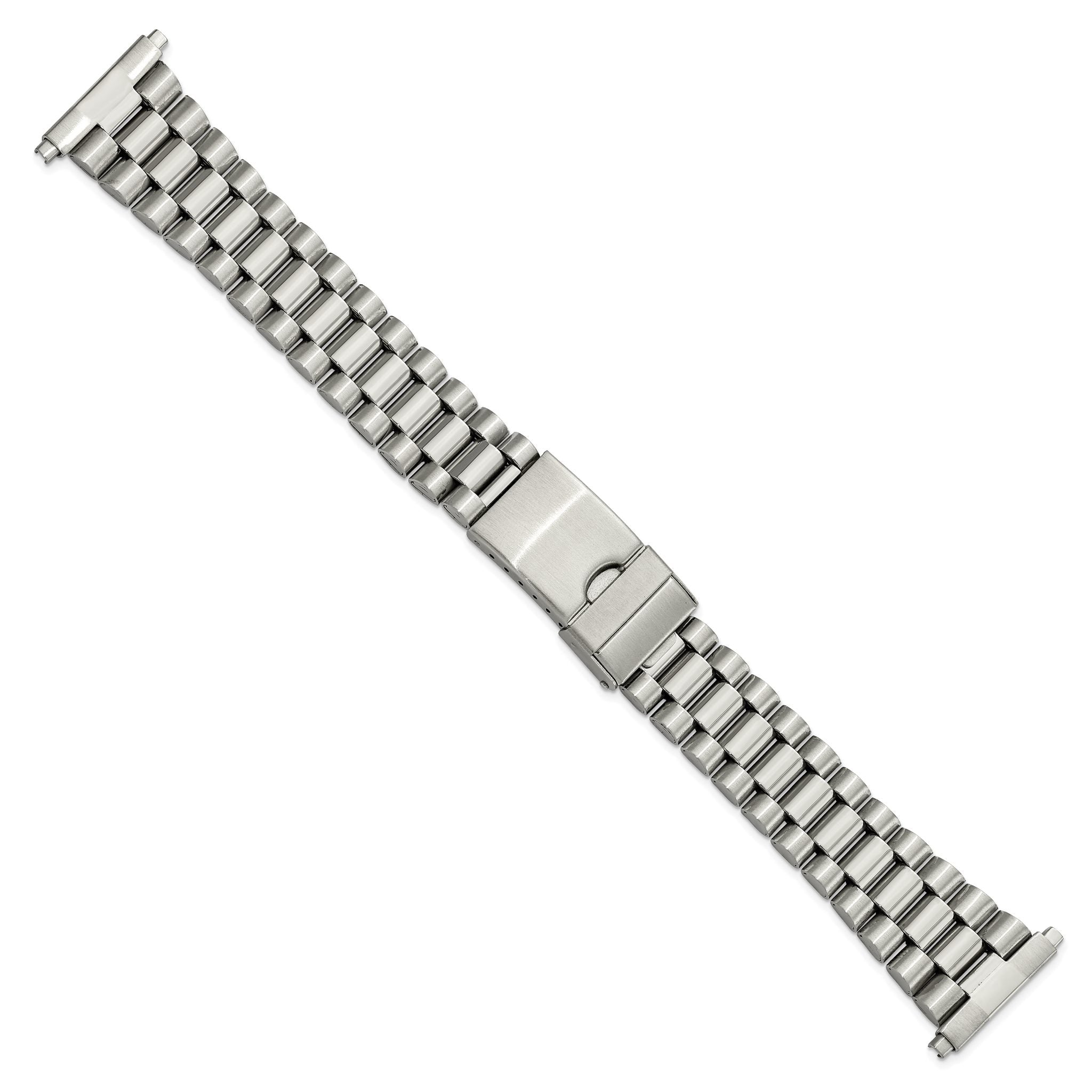 Mens Long 18-22mm President-Style Satin and Polished Stainless Steel with Deployment Buckle 7 inch Watch Band Secondary image