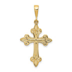 14K Gold Fleur de Lis Cross Pendant Solid, Elegant Themed Design