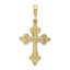 14K Gold Fleur de Lis Cross Pendant Solid, Elegant Themed Design