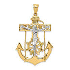 14K Two-Tone Gold Mariner's Crucifix Pendant with Elegant Unisex Design