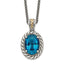 Shey Couture Sterling Silver with 14K Accent 18 Inch Antiqued Oval London Blue Topaz Hinged Bail Necklace