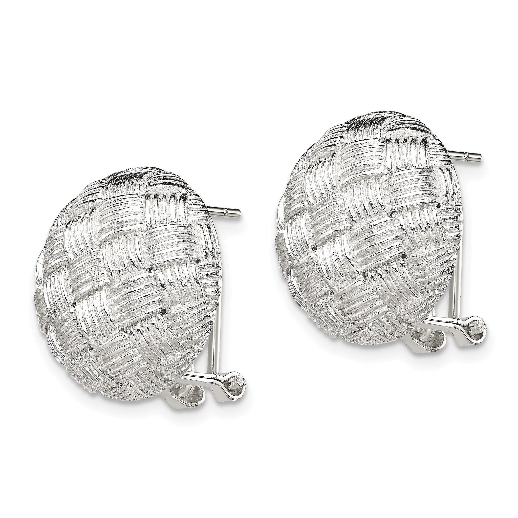 Sterling Silver Rhod-pltd Polished Woven Circle Omega Back Earrings Secondary image
