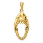 14K Gold Polished Jaws Shark Head Pendant for Men  Bold & Themed Design