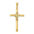 14K Gold Polished Cross Pendant with Center Wrap  Elegant 3D Design