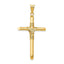 14K Gold Polished Cross Pendant with Center Wrap  Elegant 3D Design