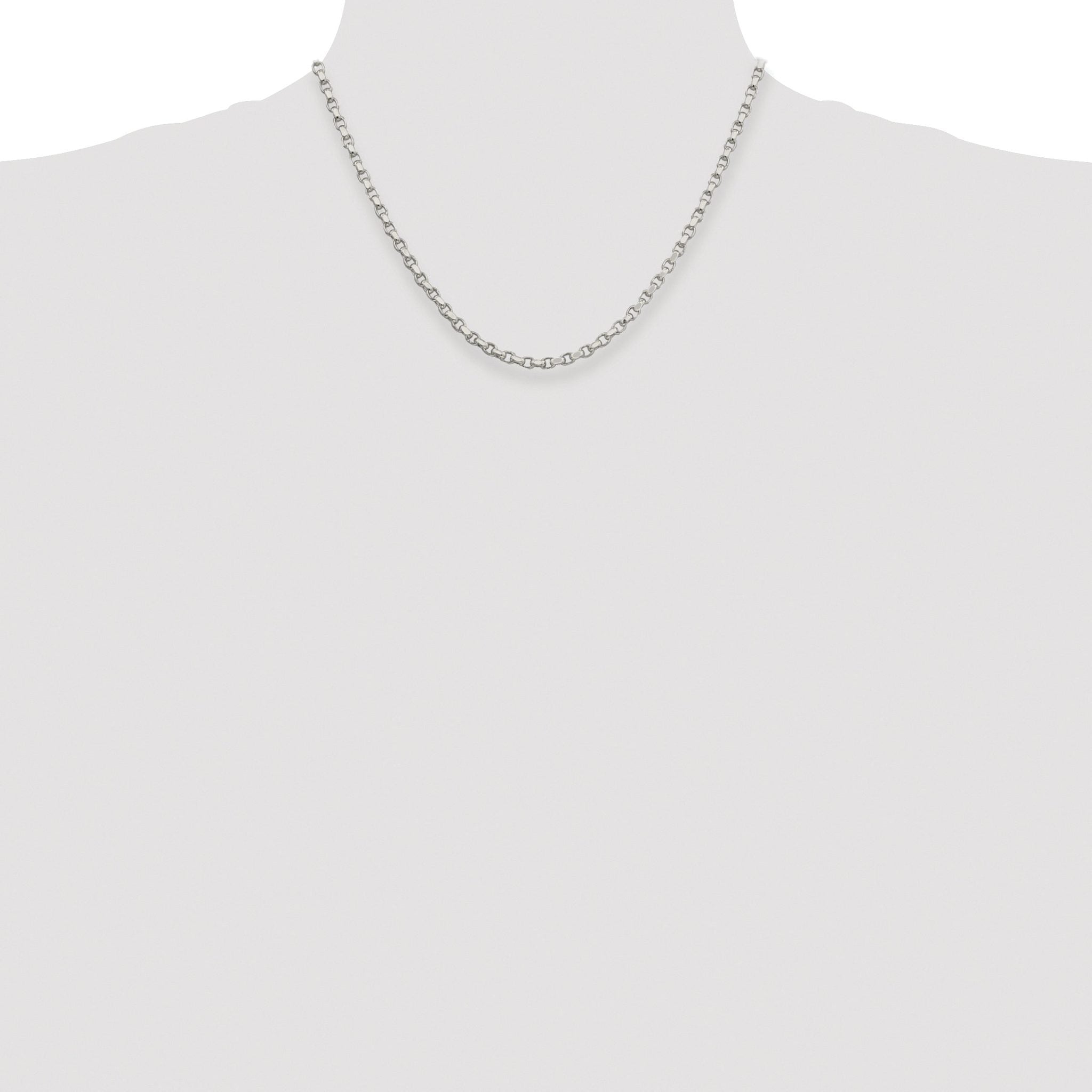 Sterling Silver Rhodium-plated 3.5mm Diamond-cut Rolo Chain
