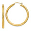 10K Gold Diamond-Cut Hoop Earrings with Polished Finish, 3mm Elegant Style