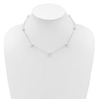 Sterling Silver Rhodium-plated 7-8mm White Near-Round Freshwater Cultured Pearl 7-Station 17 inch with 2 inch Extension Necklace