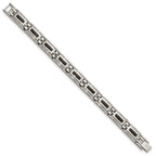 Stainless Steel Men's Jewelry Set with Black Enamel Polished Finish