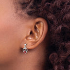Sterling Silver Rh-plated Enameled Ladybug in Heart Post Dangle Earrings