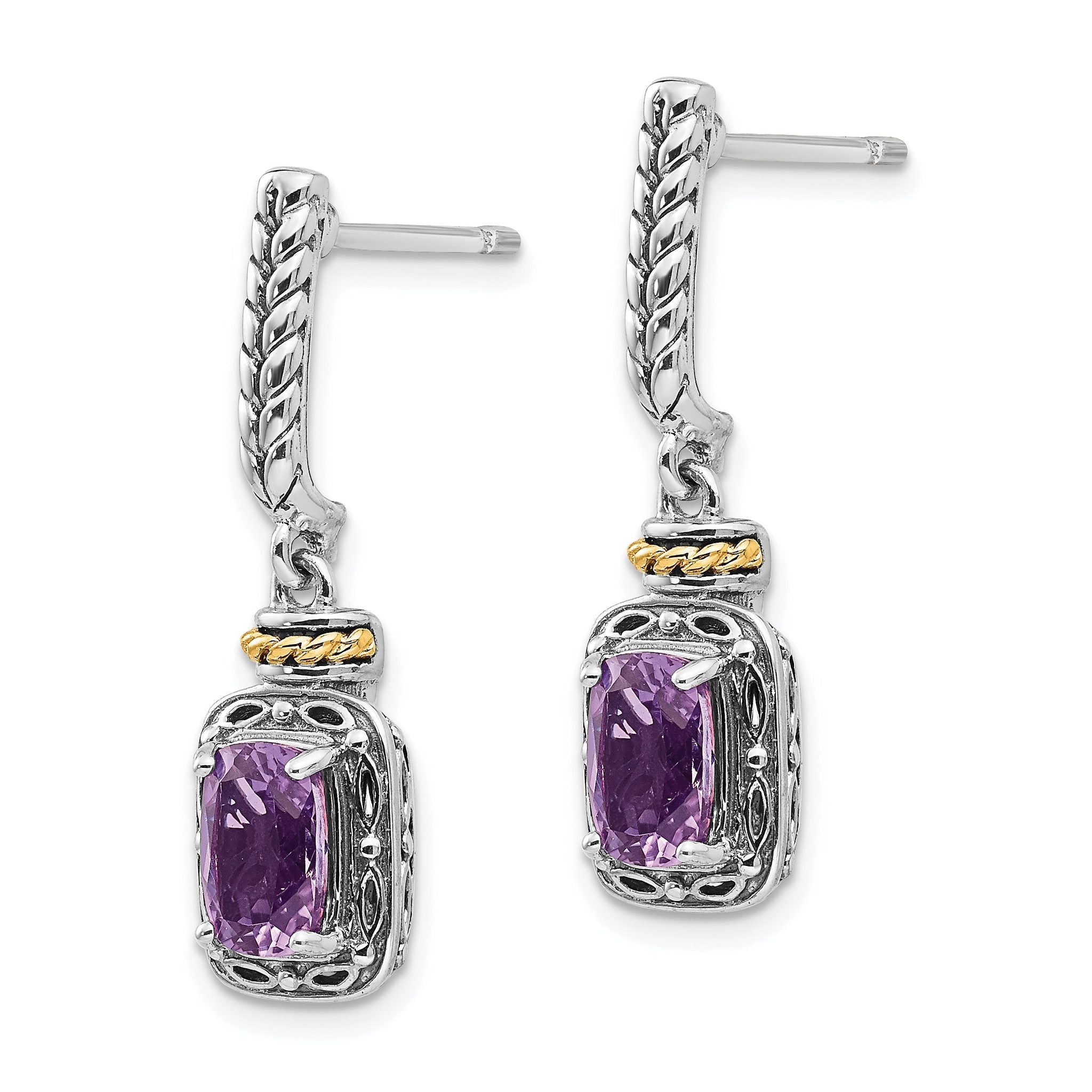 Sophia Jewelers Sterling Silver & 14K Gold Amethyst Dangle Earrings Secondary image