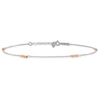 14K Two-Tone Mirror Beaded 4-Station 9 inch Plus 1 inch Extender - Total 10 inch Anklet