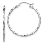 14k WG Twist Polished Hoop Earring