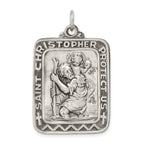 Sterling Silver 925 Saint Christopher Medal Antique Finish Pendant