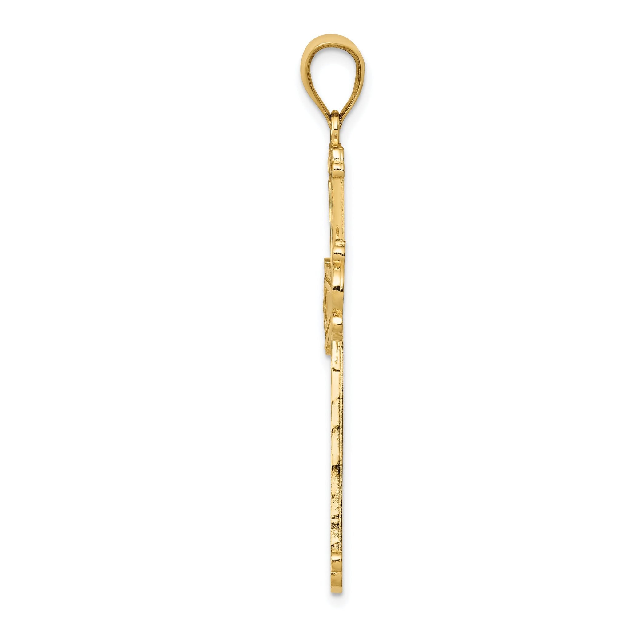 14K Gold Diamond-Cut Cross Pendant with Polished Finish Elegant Solid Design Secondary image