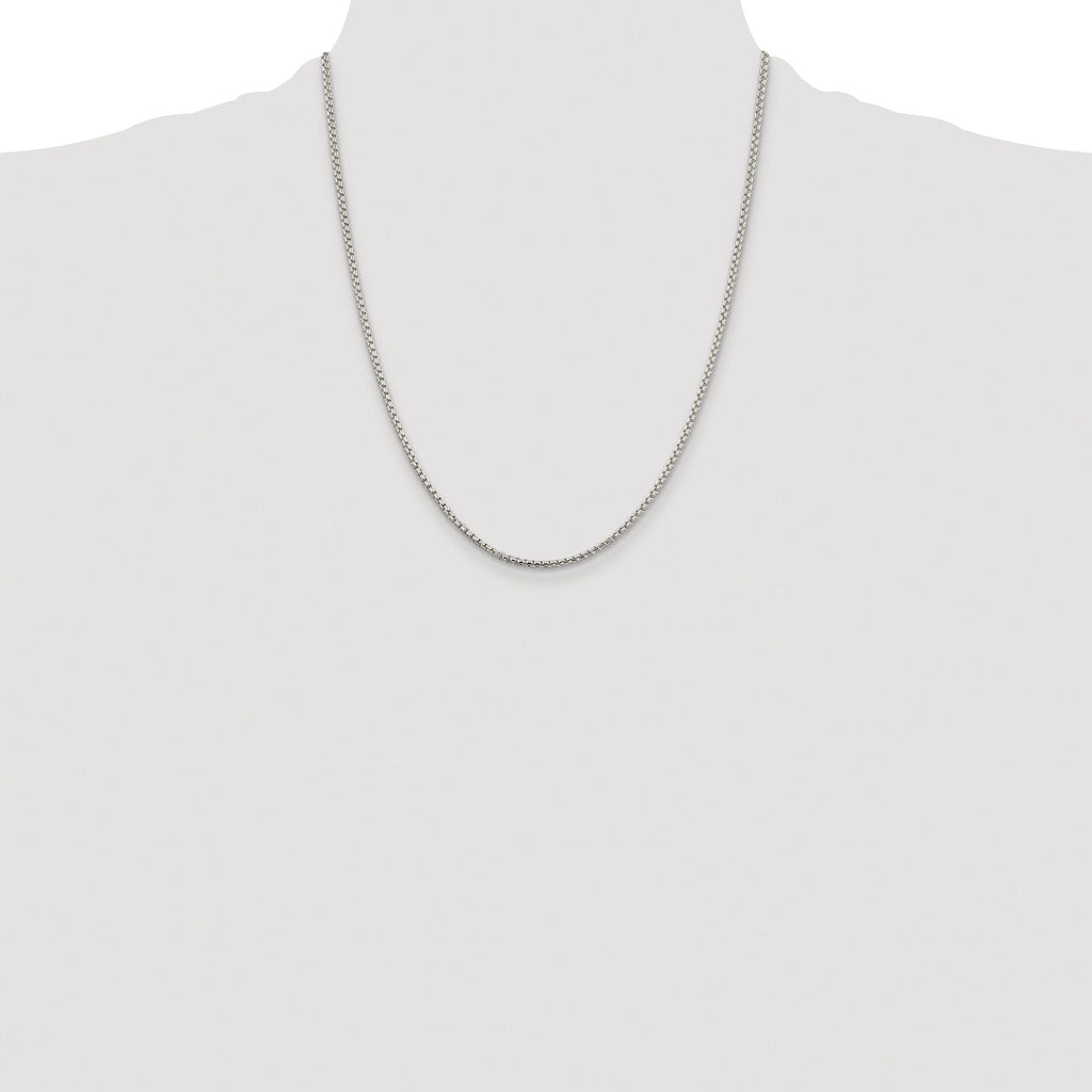 Sterling Silver Rhodium-plated 2mm Round Box Chain