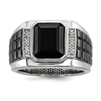 Men's Diamond & Onyx Square Ring in Sterling Silver