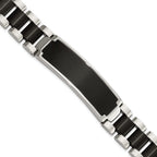 Stainless Steel Brushed and Polished Black IP-plated ID Bracelet for Men