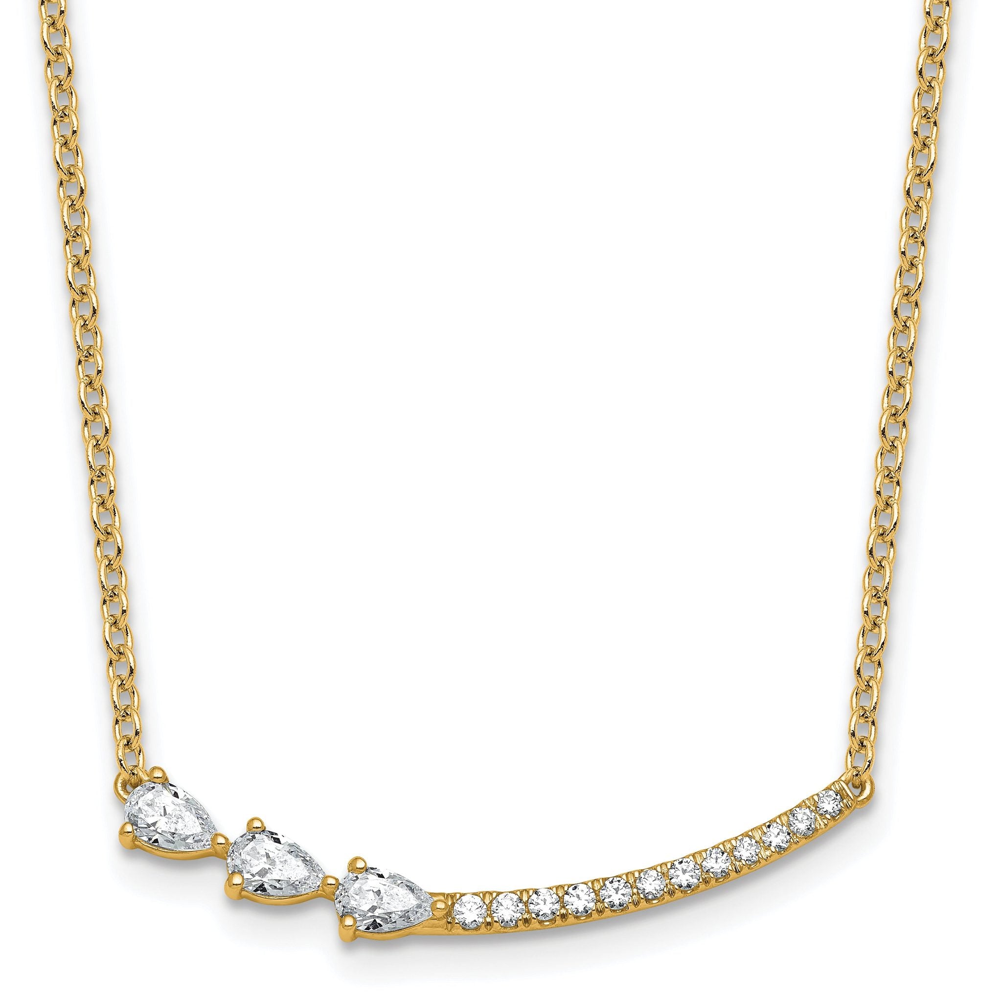 14k 3/4 carat Lab Grown Daimond VS+ F+ Complete 18 inch Fashion Bar Necklace