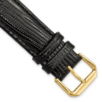 Snake-Grain Leather Watch Band in Black with Gold-Tone Buckle, 14mm