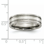Grooved Inlay Wedding Band in Titanium & Sterling Silver, 6mm