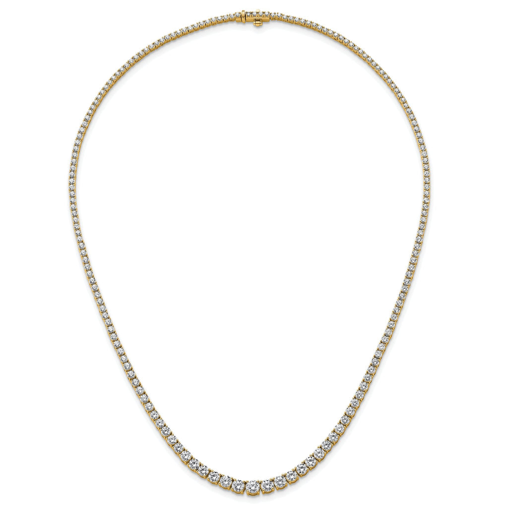14k 9 7/8 carat Lab Grown Diamond VS/SI+ G+ Complete Round 18 inch Graduated Tennis Necklace