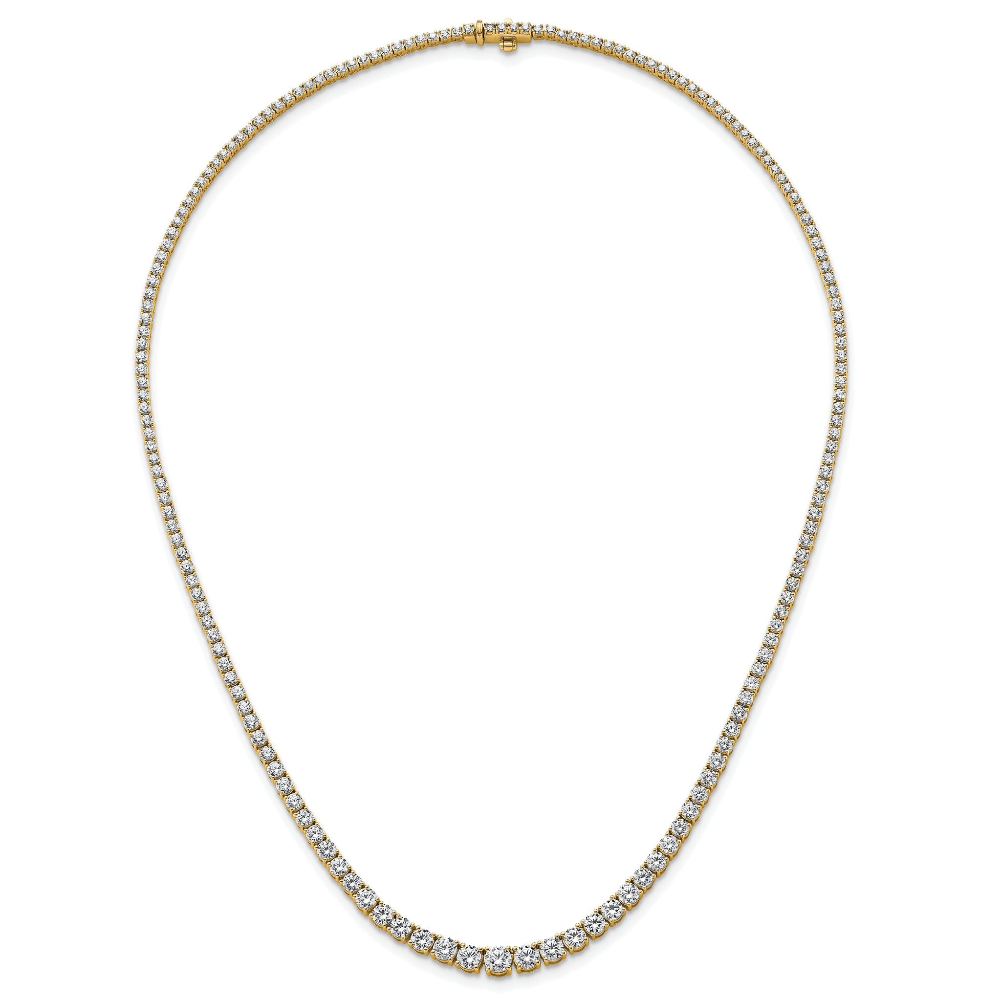 14k 9 7/8 carat Lab Grown Diamond VS/SI+ G+ Complete Round 18 inch Graduated Tennis Necklace