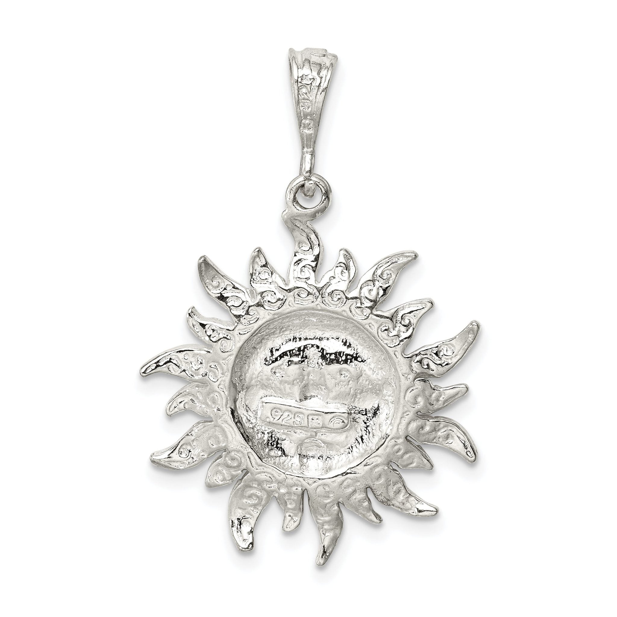 925 Sterling Silver Sun Pendant with Polished Anti-Tarnish Finish Men's Solid Design by Sophia Jewelers