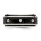 Edward Mirell Titanium Wedding Band with White Sapphire Bezel