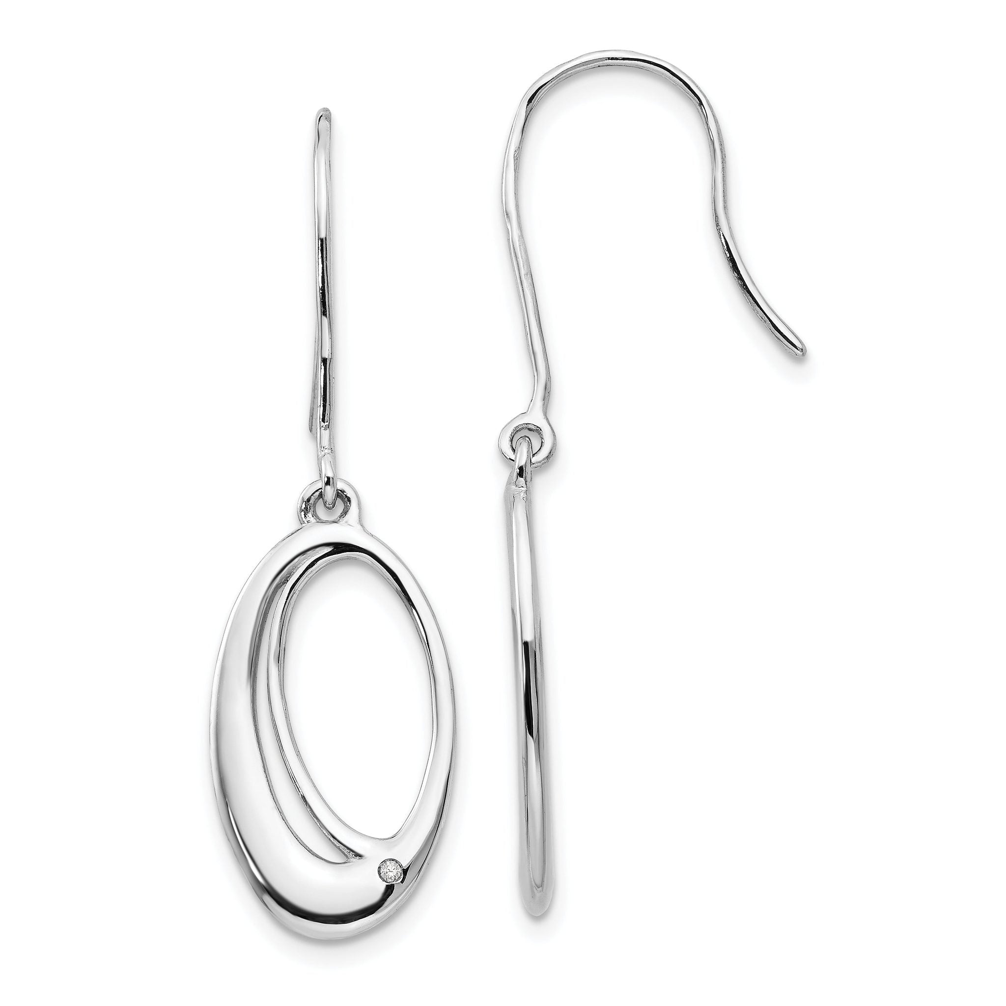 Sophia Jewelers Sterling Silver Diamond Dangle Earrings with Rhodium Polish Main image