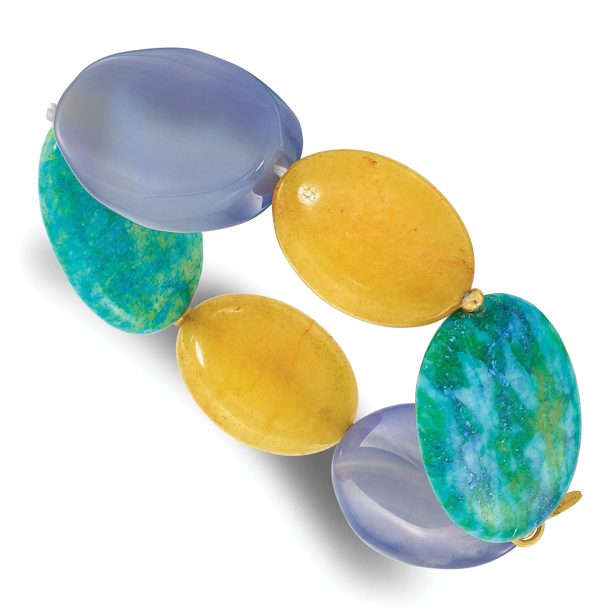 Sterling Silver Gold-plated Agate/Jade/Recon Serpentine Bracelet Main image