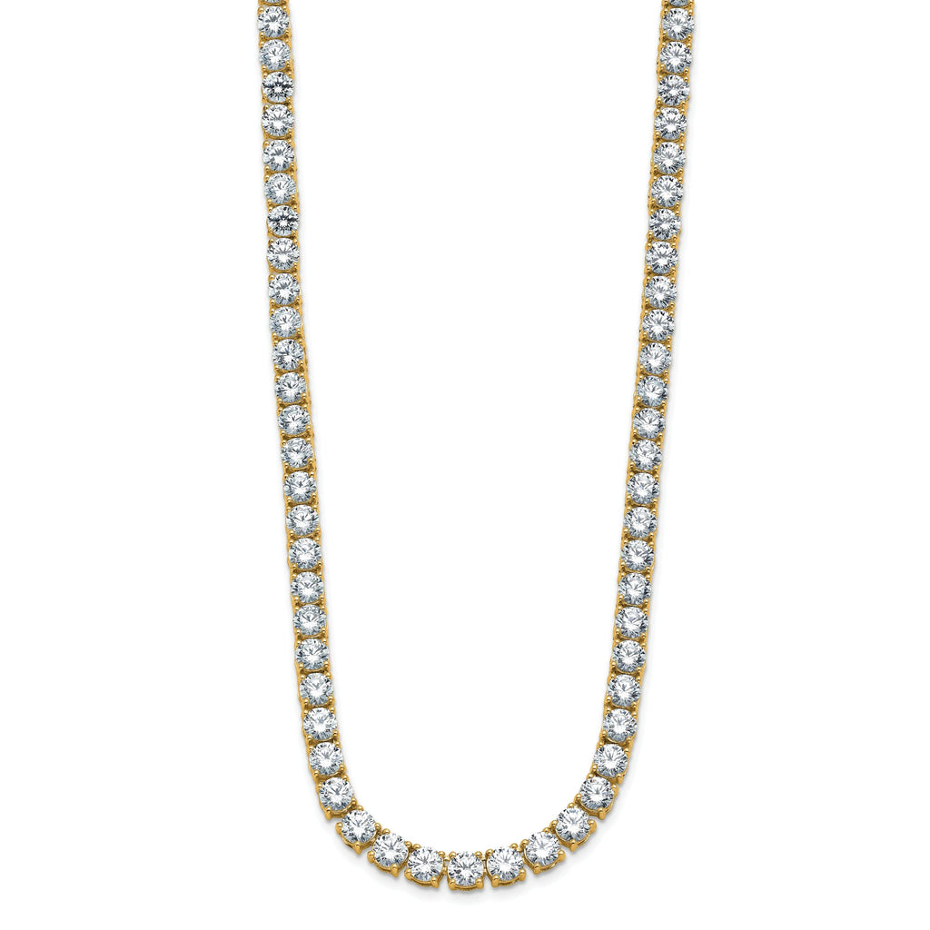 14k 38 carat Lab Grown Diamond VS+ F+ Complete Round 20 inch Straight Tennis Necklace
