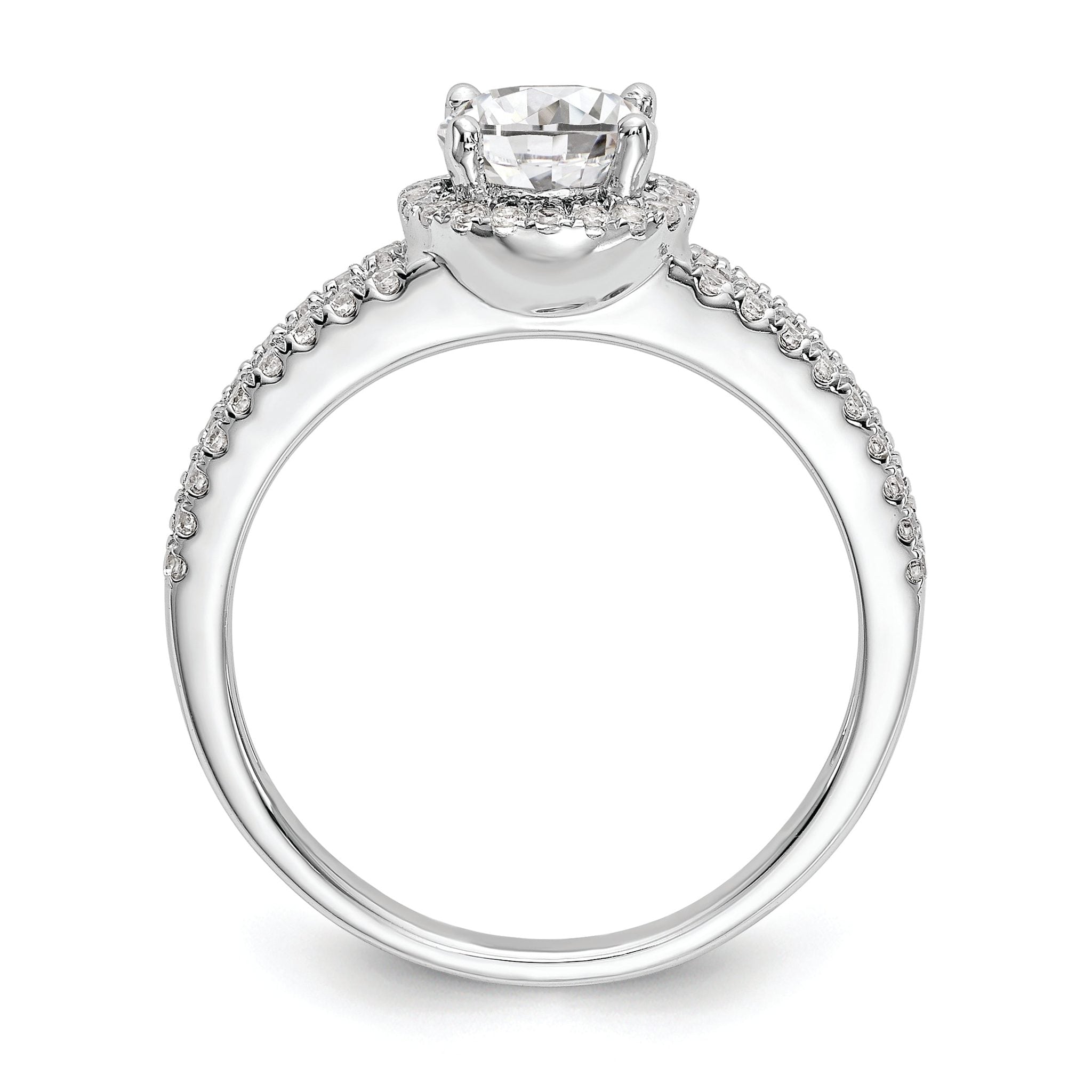 14K White Gold Halo Plus (Holds 3/4 carat (6.00mm) Round Center) 1/3 carat Diamond Semi-Mount Engagement Ring