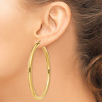 10k Polished 4mm Lightweight Tube Hoop Earrings