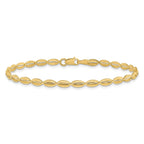 10K Polished and Textured Fancy Oval Link Bracelet