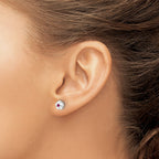 Sterling Silver Rhodium-plated Madi K Enamel Pink CZ Flower Post Earrings