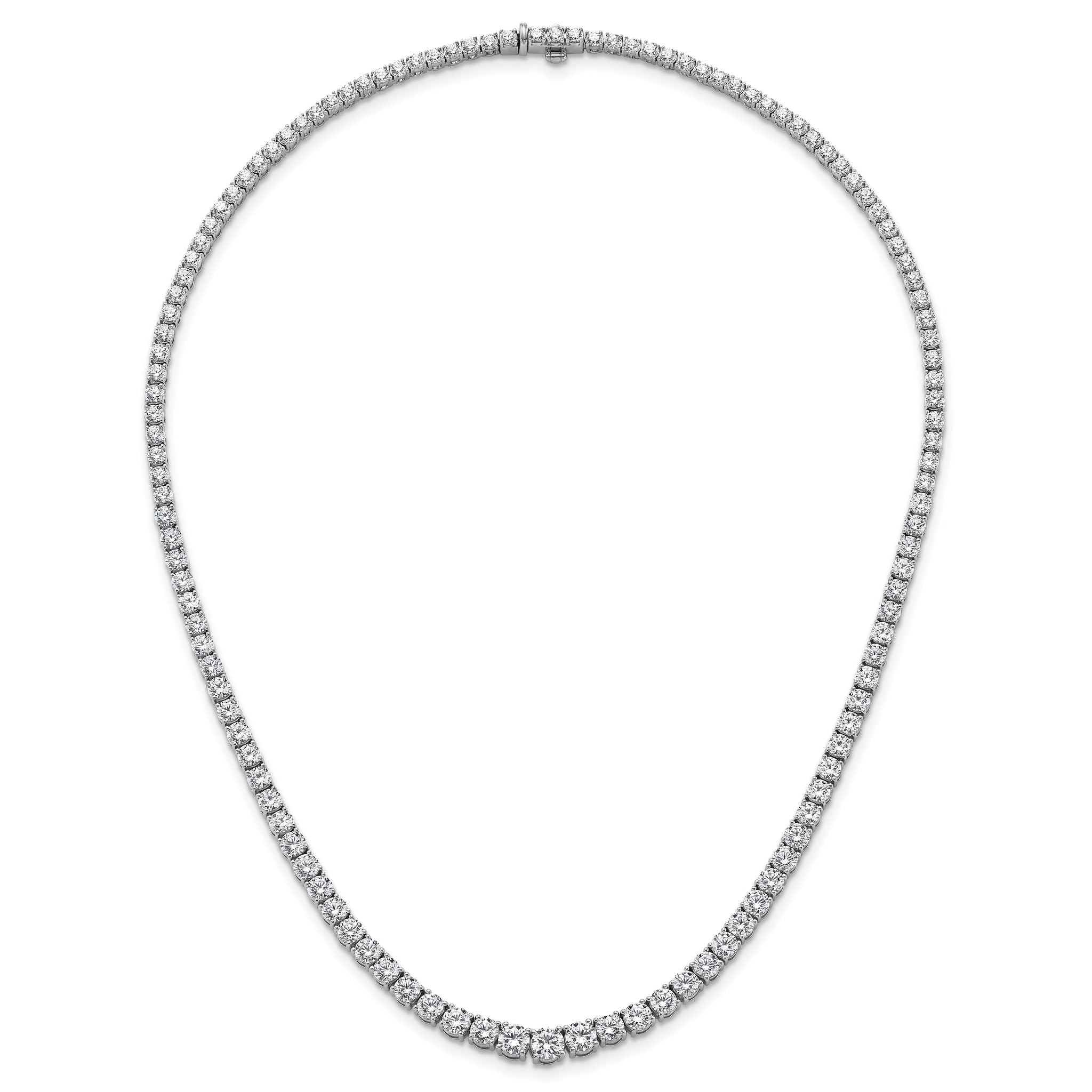14k White Gold 18 7/8 carat Lab Grown Diamond VS/SI+ G+ Complete Round 18 inch Graduated Tennis Necklace