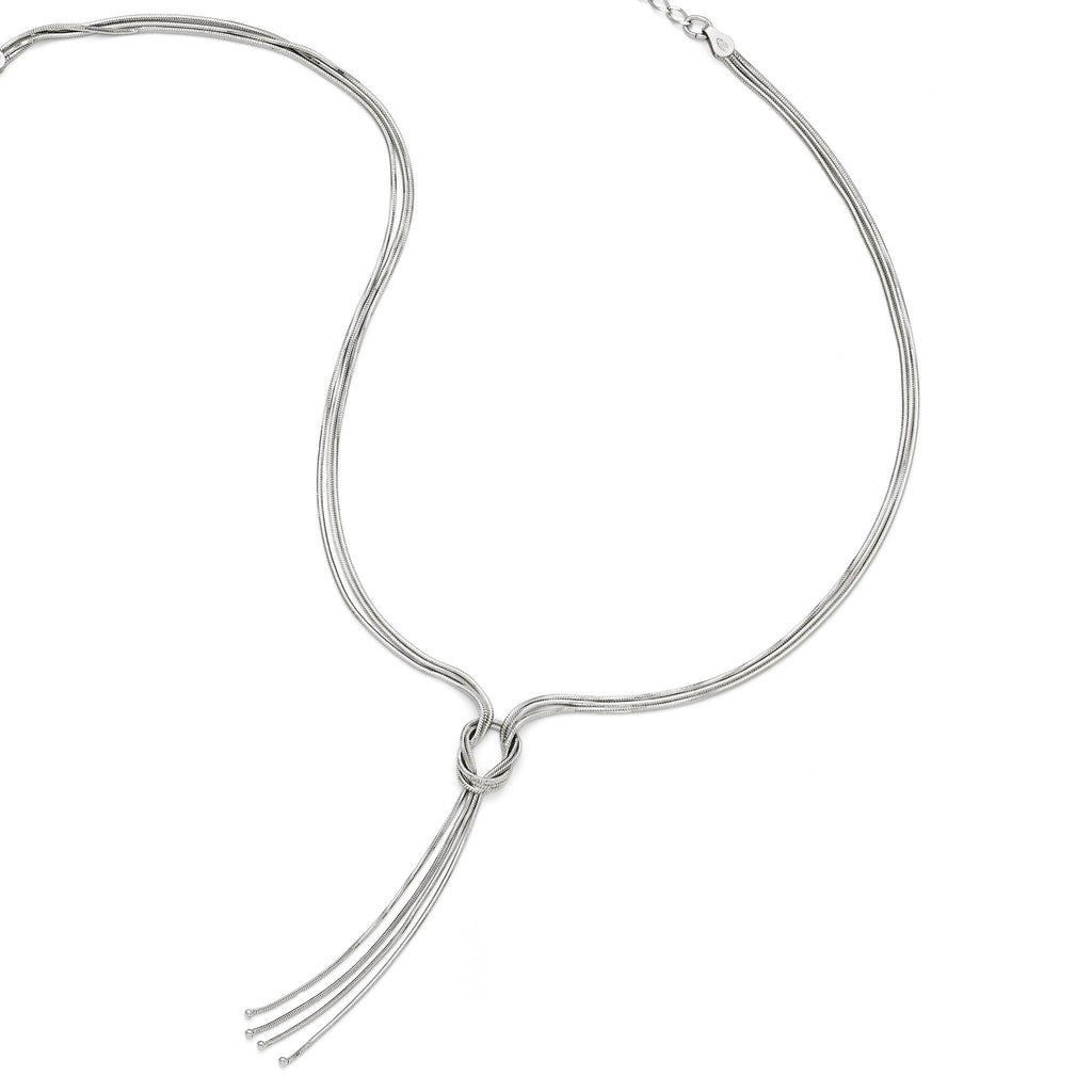Sophia Jewelers Sterling Silver 18in Fancy Knot Necklace with Rhodium Polish