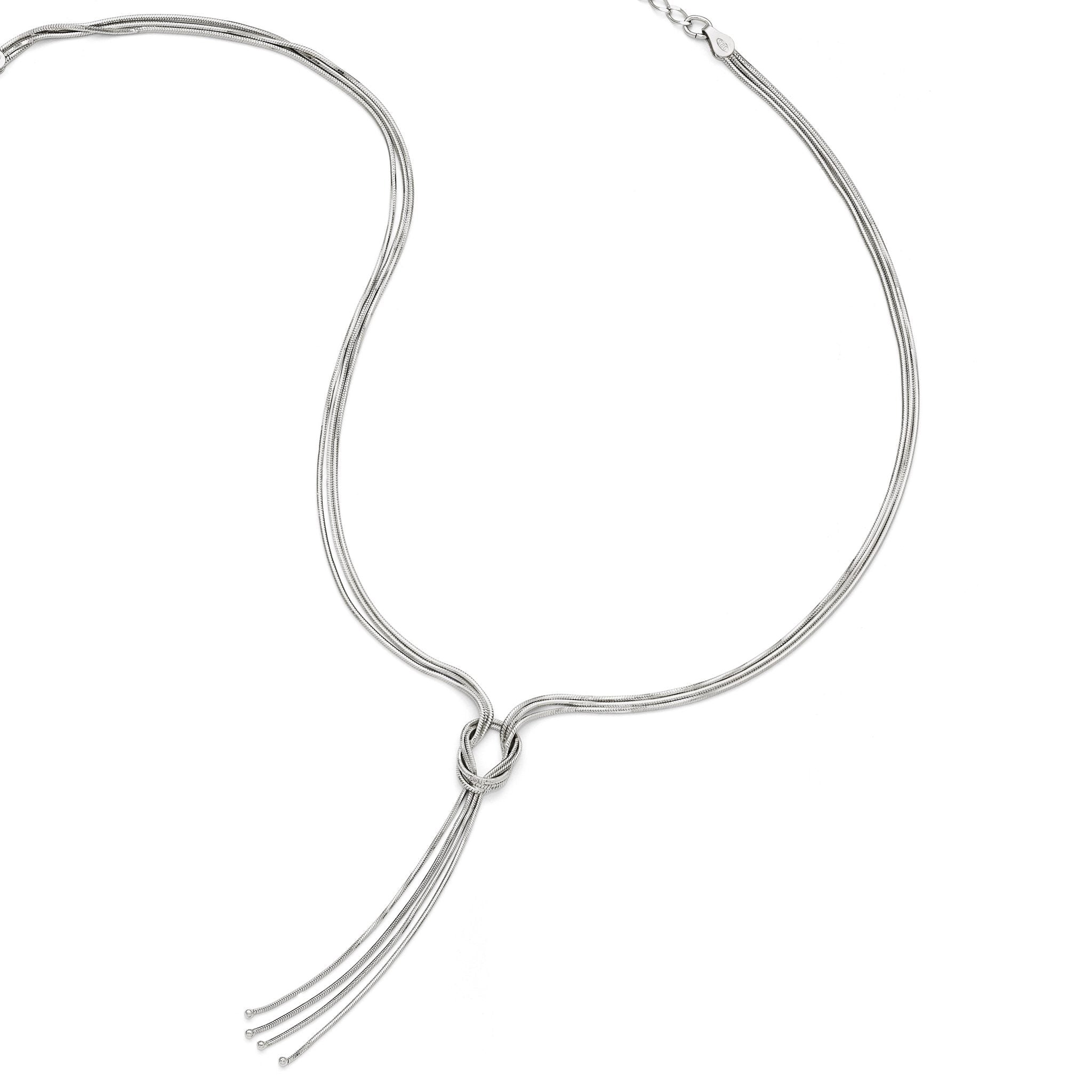 Sophia Jewelers Sterling Silver 18in Fancy Knot Necklace with Rhodium Polish