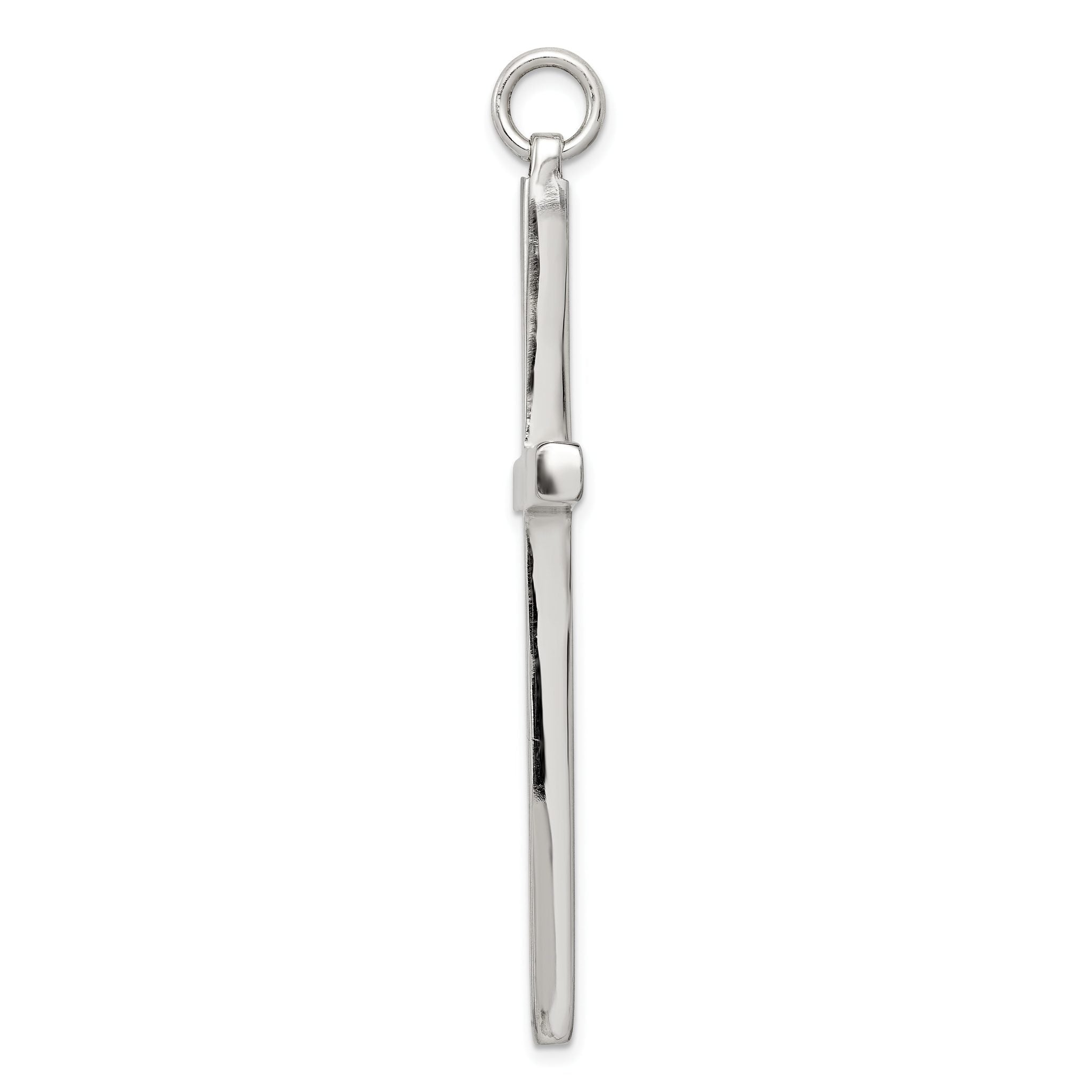 Sterling Silver 925 Polished Latin Cross Pendant with Anti-Tarnish Finish