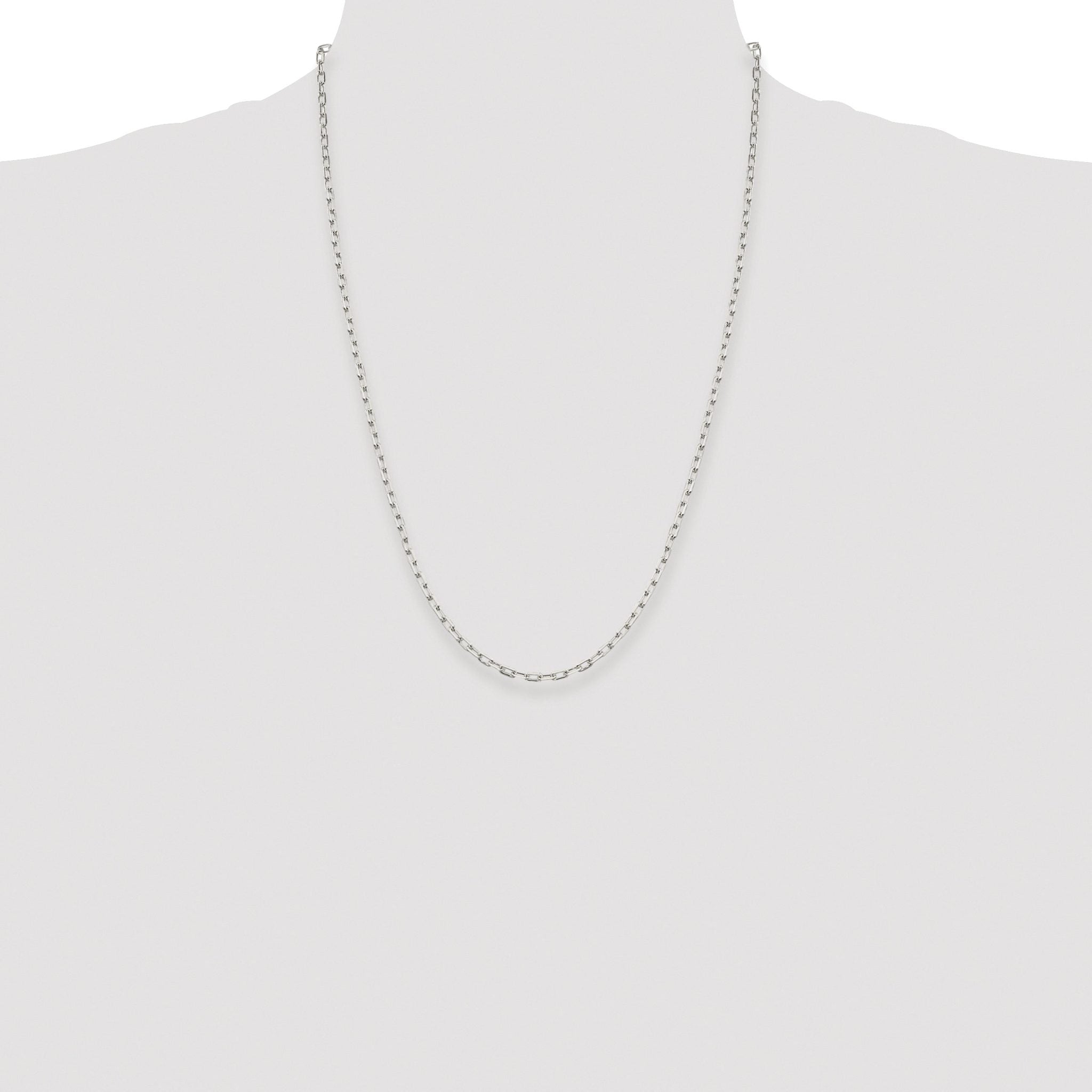 Elongated Open Link Chain Necklace in Sterling Silver, 2.75mm