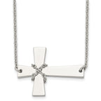 Sideways Cross Necklace in Stainless Steel, 21 in