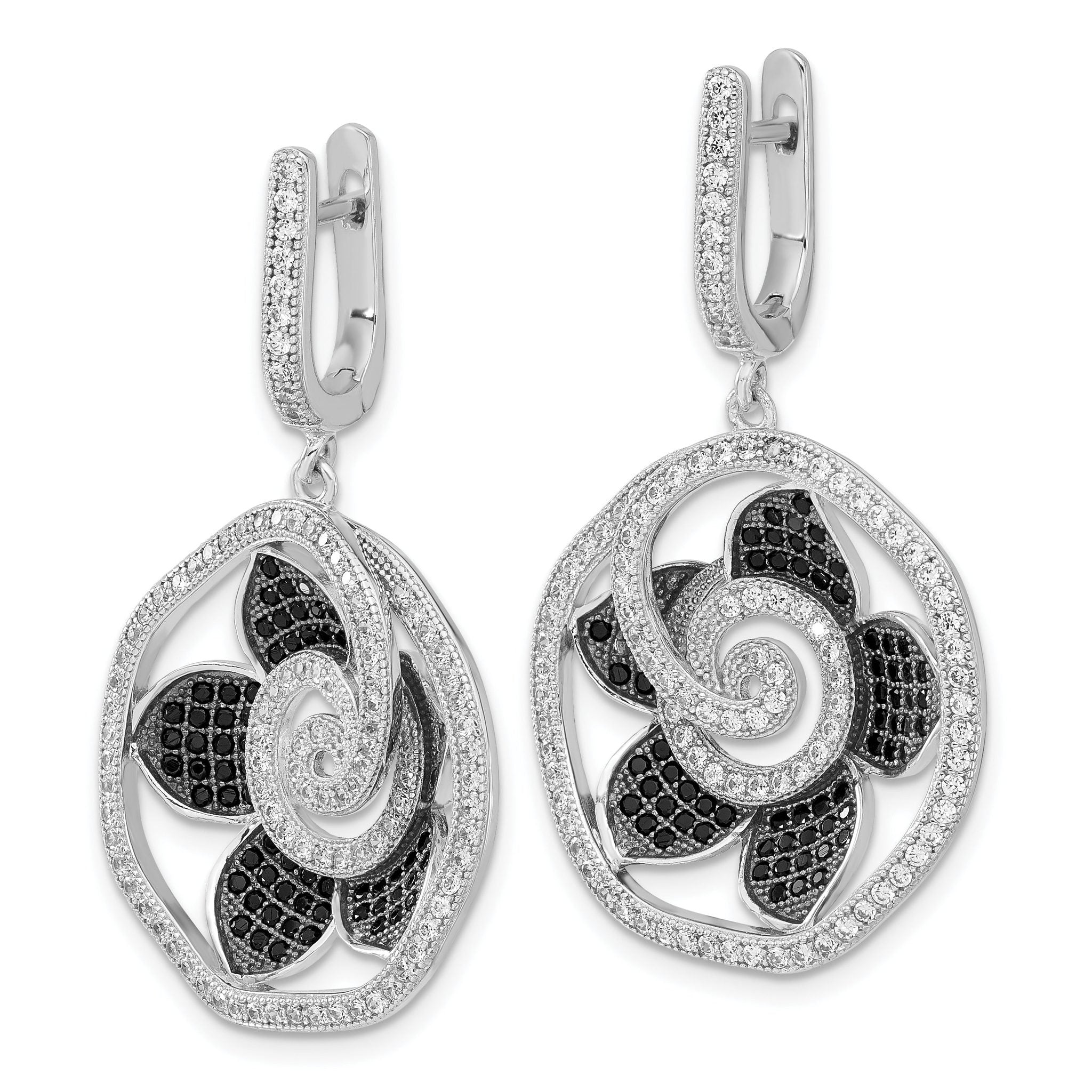 Sterling Silver 925 CZ Dangle Earrings with Multi-Color Floral Design Secondary image