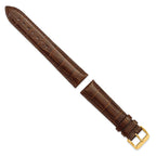 18mm Havana Genuine Alligator Chrono Leather with Gold-tone Buckle 7.5 inch Watch Band