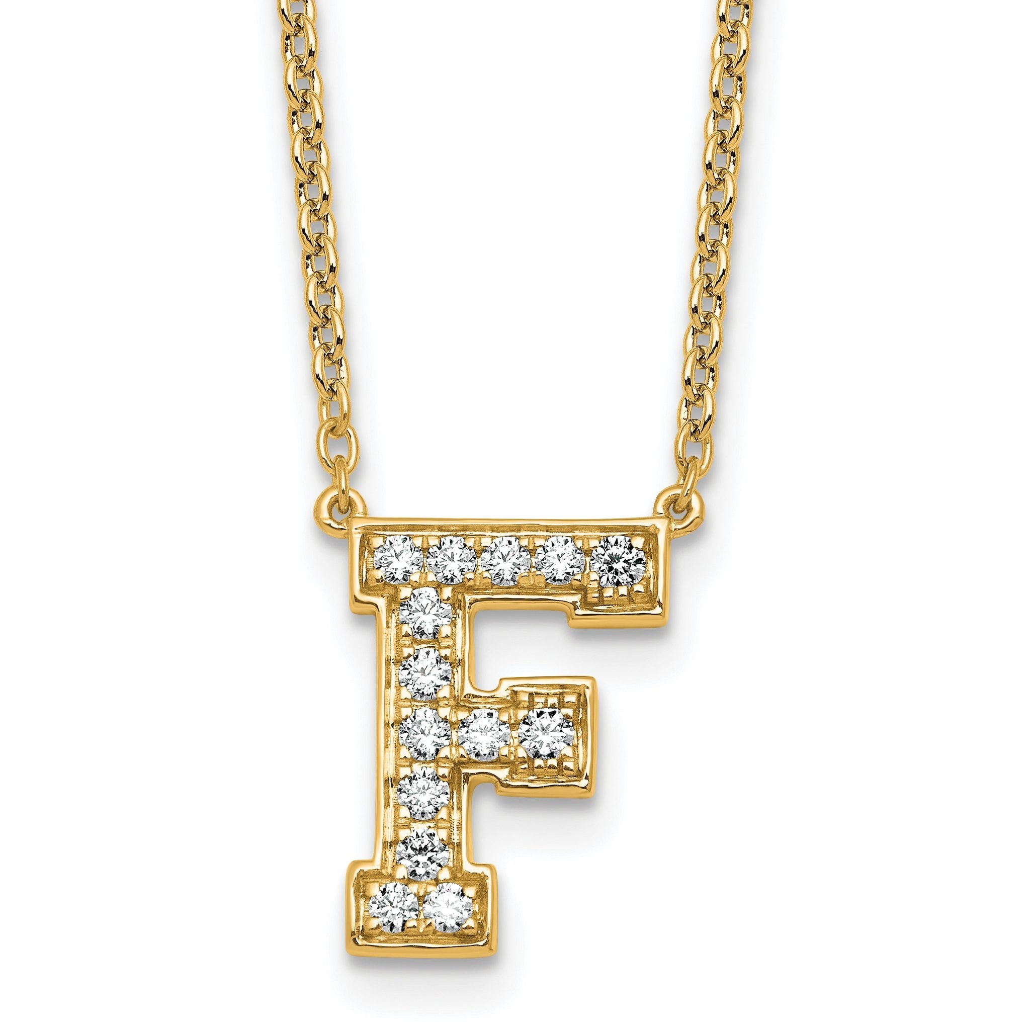 14k 1/3 carat Lab Grown Diamond VS+ F+ Complete Letter F 18 inch Initial Necklace Main image