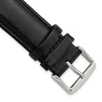 Smooth Leather Watch Band in Black with Silver-Tone Buckle, 24mm