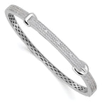 Sterling Silver CZ Buckle Bangle with Rhodium Plating Elegance