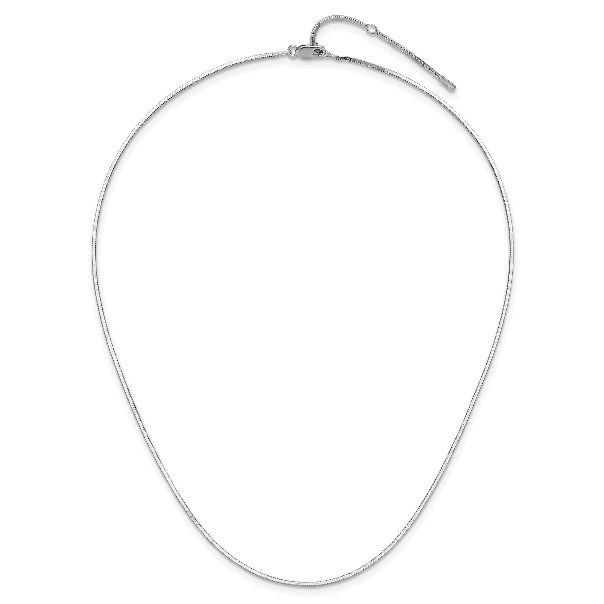 SS RH-plated 1.2mm D/C Square Snake 1in+1in Adjustable Chain