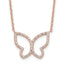 Sterling Silver Rose-tone Polished Open Butterfly CZ w/2 in ext. Necklace