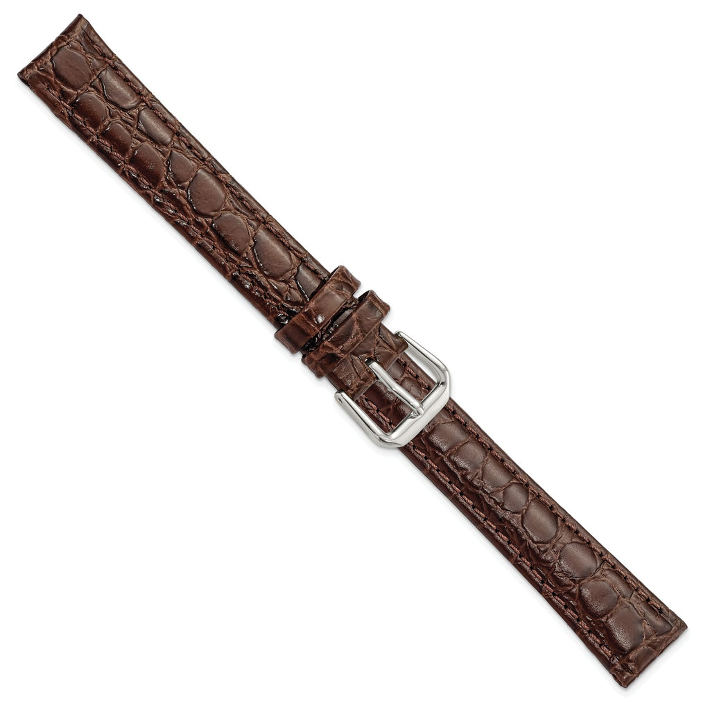 Alligator Grain Leather Watch Band in Brown, 18mm